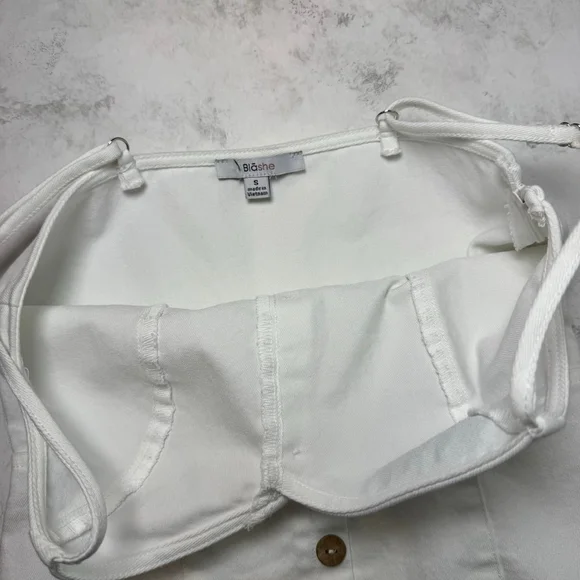 BlaShe White Stretch Denim Button Front Dress Size S - Picture 3 of 5